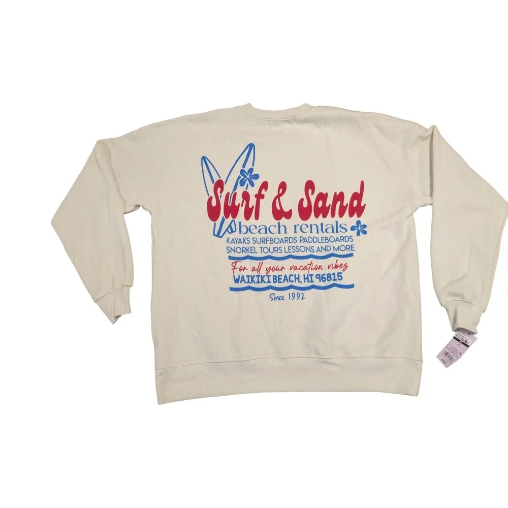⭐C6 Wild Fable Womens Cream Pullover Sweatshirt "Surf & Sand" Size S - Picture 4 of 6
